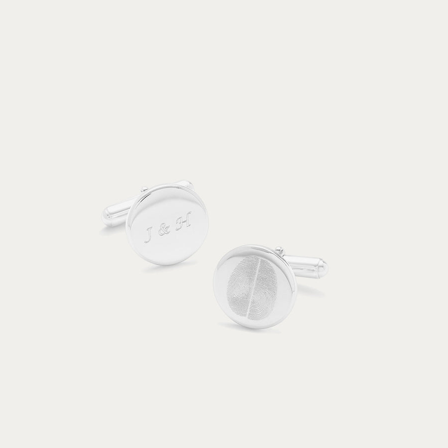 The Duo Fingerprint Cufflinks | Sterling Silver