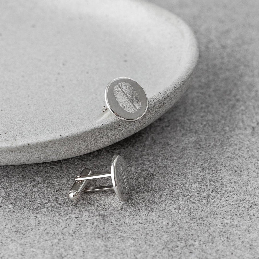 The Duo Fingerprint Cufflinks / Sterling Silver - Deja Marc Jewellery