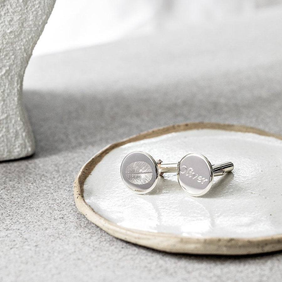 The Duo Fingerprint Cufflinks | Sterling Silver