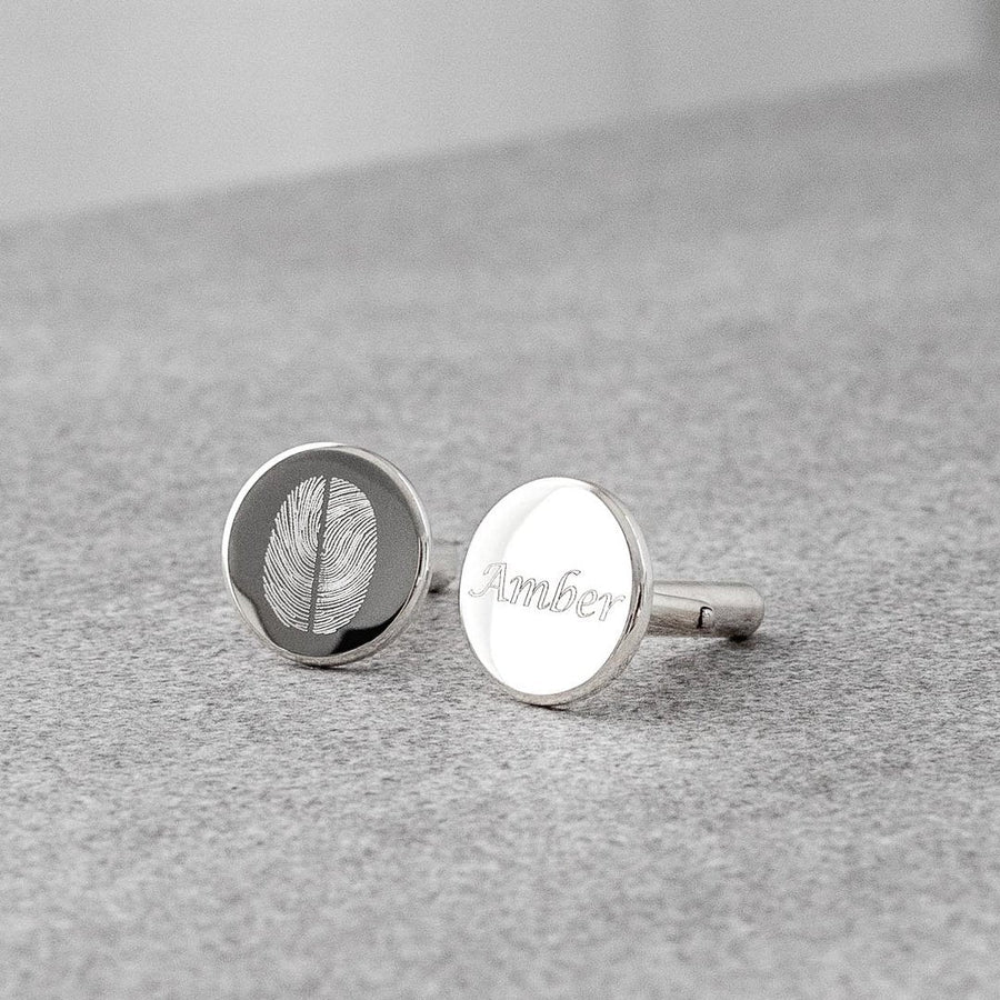 The Duo Fingerprint Cufflinks / Sterling Silver - Deja Marc Jewellery